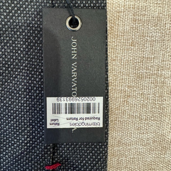 NWT John Varvatos silk tie, charcoal with light gray dots - Picture 2 of 6